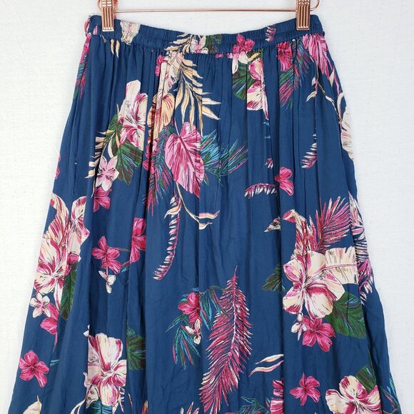 Patrons of Peace Maxi Skirt Tropical Floral Front Slits Tie Waist size M Resort - Picture 10 of 11
